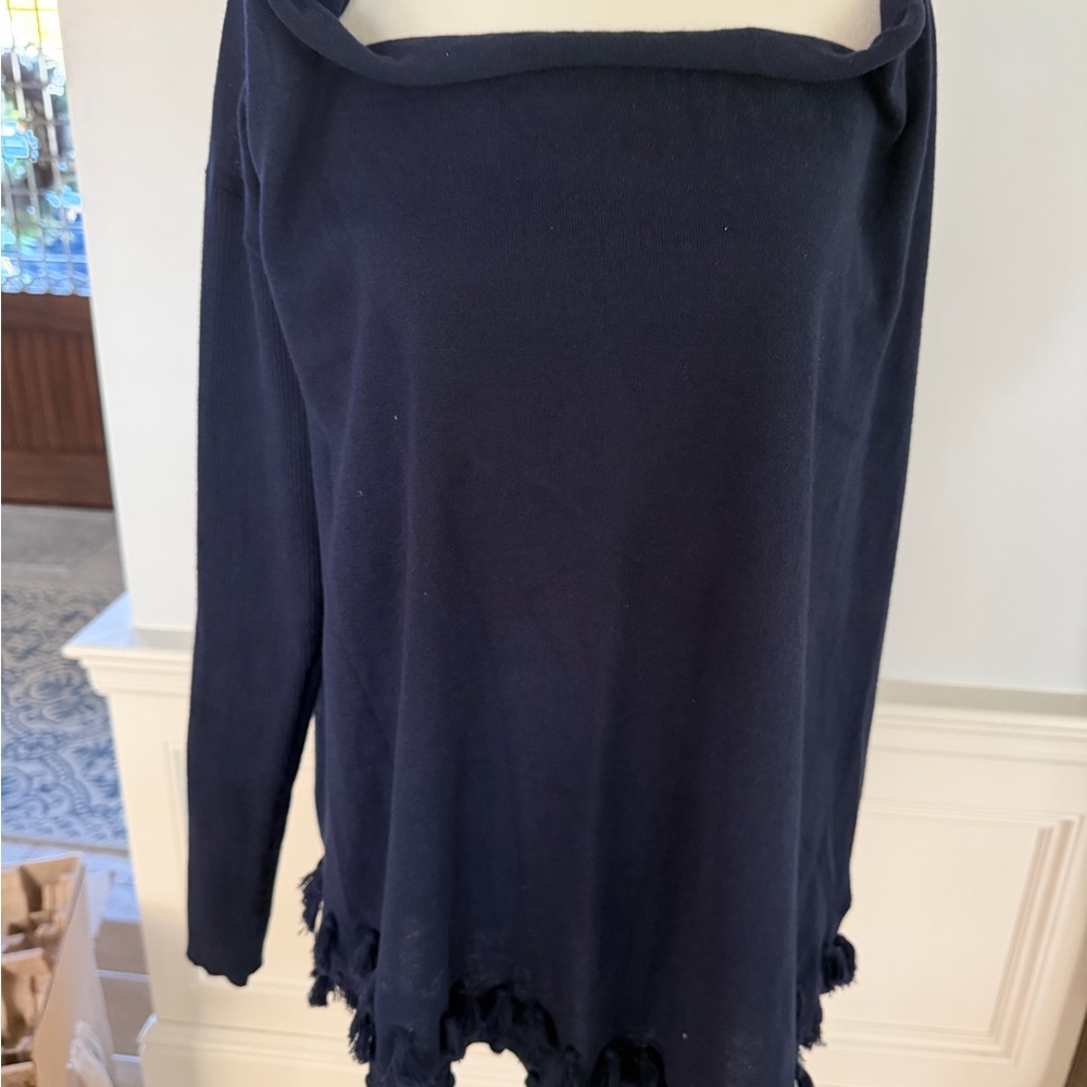 Lilly Pulitzer Navy Fringe Hem Top